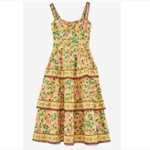 NWT Farm Rio Cashew Tiered Midi dress - Picture 1 of 13